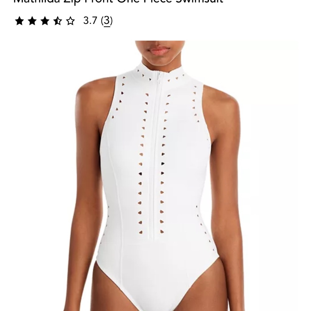 GIGI C Mathilda White Zip Front One Piece Swimsuit Size M New with tags